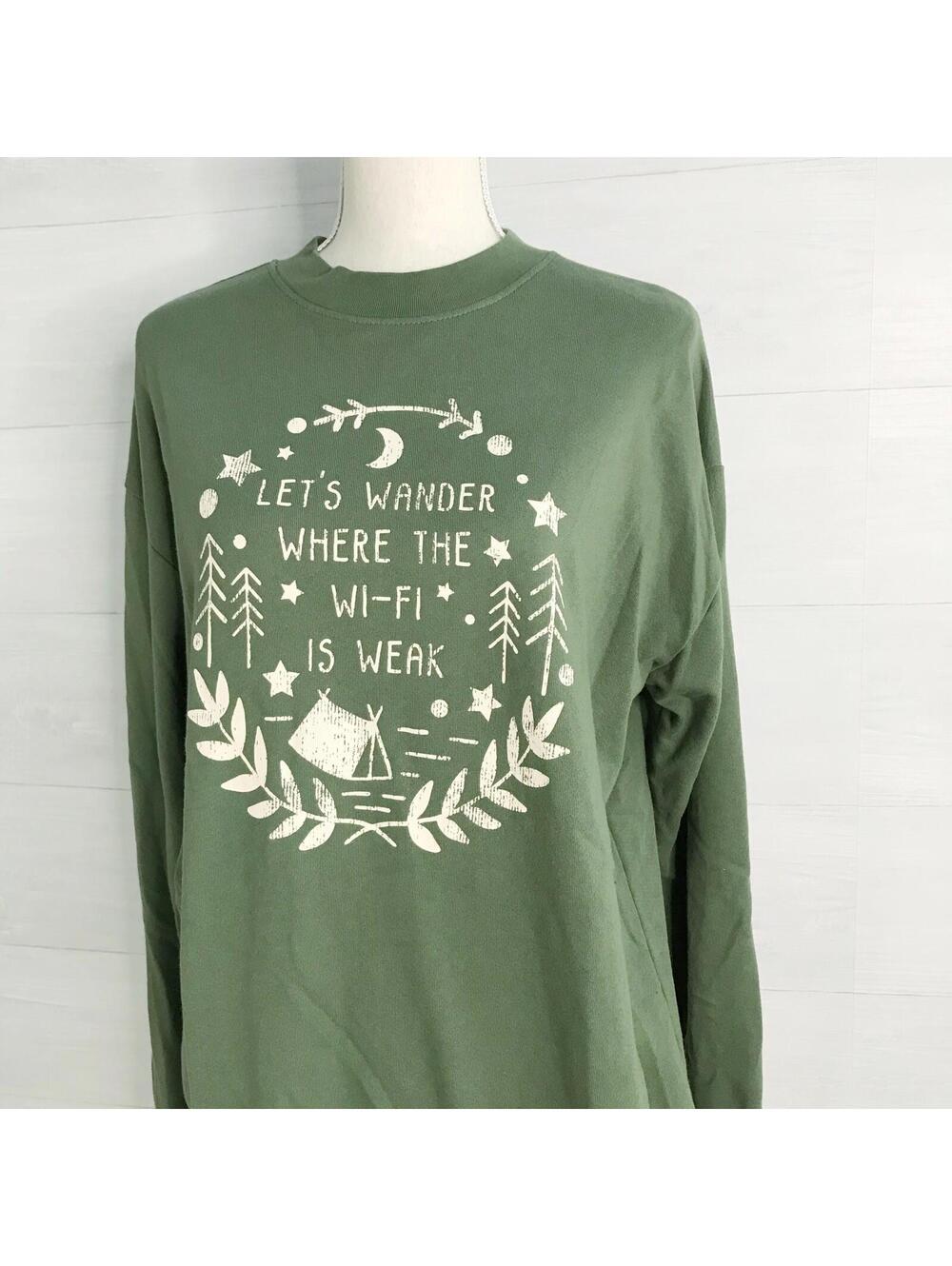 NWT Love Vintage Let’s Wander Where the Wi-Fi is Weak oversize sweatshirt S